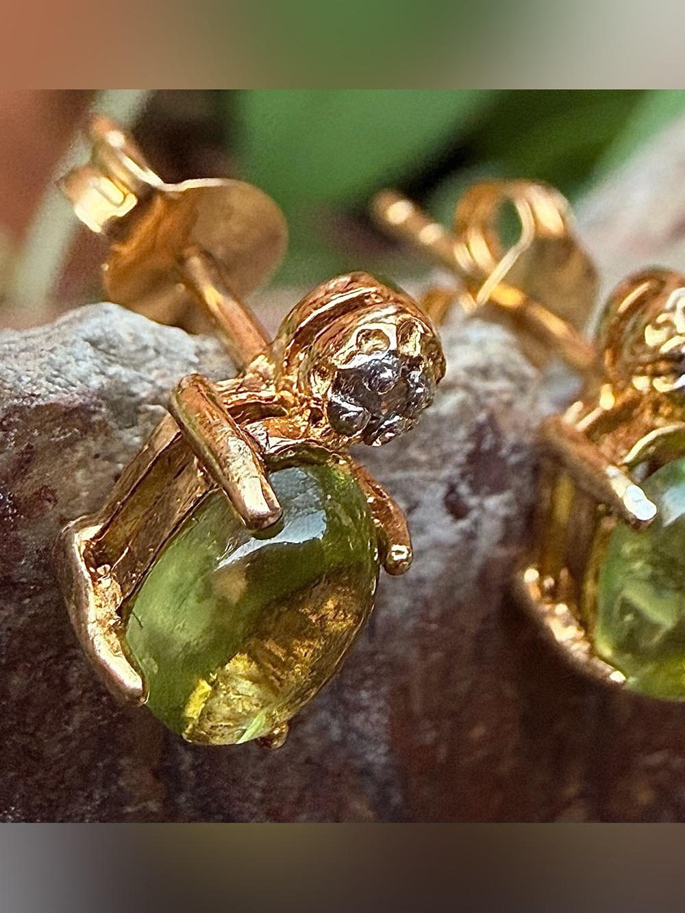 18K Yellow Gold Over Sterling Silver Peridot & Diamond Necklace & Earrings Set - Picture 6 of 6